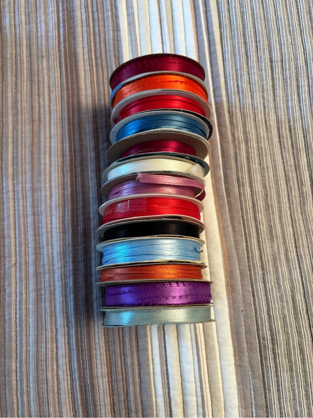 Assorted Satin Ribbon Spool Stack - Multi Color